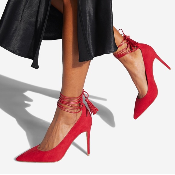 Red Slip on Pumps - Picture 5 of 12